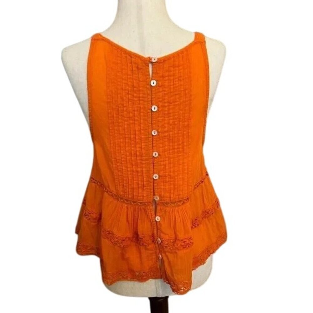 Free People Constant Crush Orange Pleated Top - Picture 5 of 6